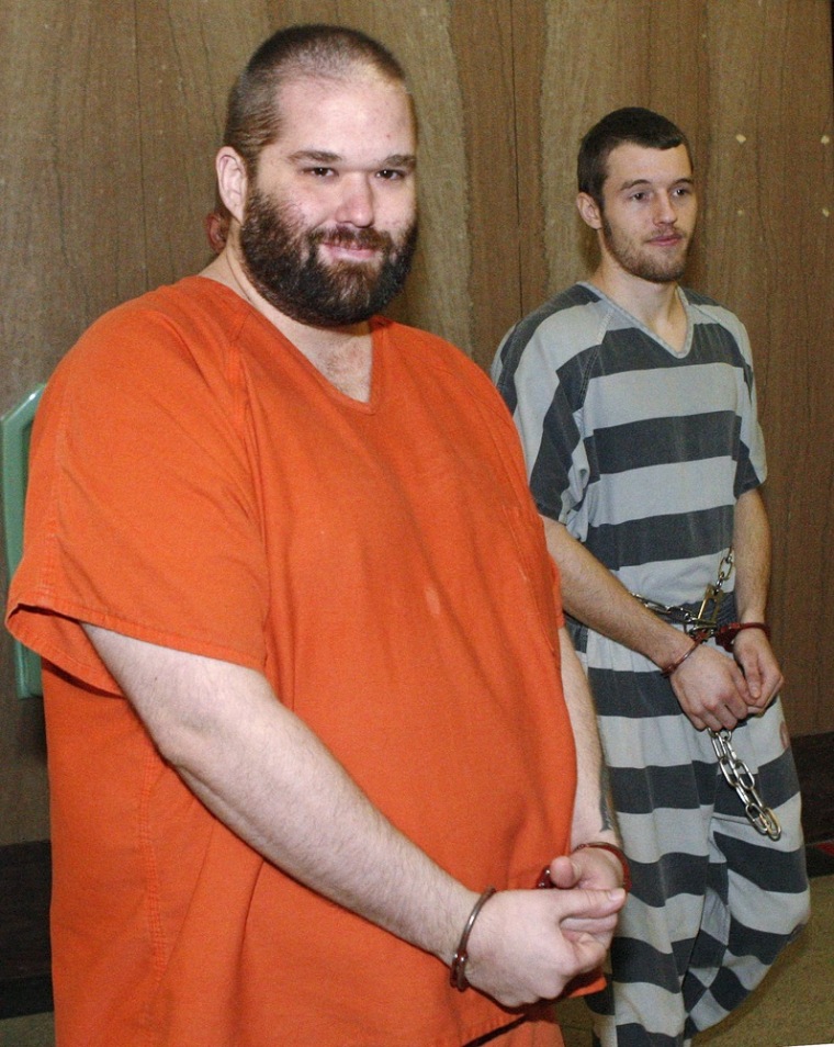 Image: Richard Dellert, left, and Zachary Provence, right, are led into an Oklahoma County courtroom