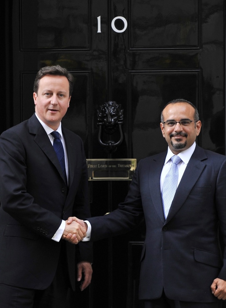 Image: Crown Prince of Bahrain Salman bin Hamad al-Khalifa meets British Prime Minister David Cameron