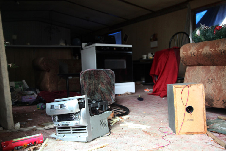 Image: the inside of an abandoned trailer in in Cleveland, Texas, where court documents allege that some of the assaults of an 11-year-old girl took place