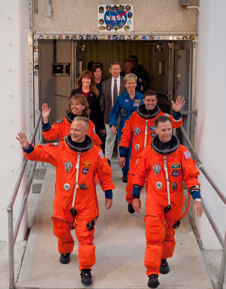 Image: USA Shuttle Atlantis crew walkout at Kennedy Space Center