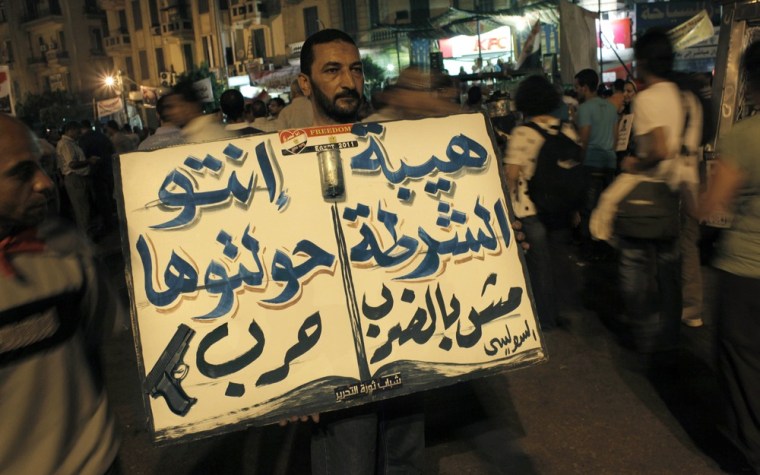 Image: Egyptian protester carries a placard