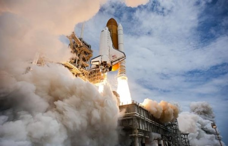 The space shuttle Atlantis launches on its last mission from NASA's Kennedy Space Center in Florida on July 8.