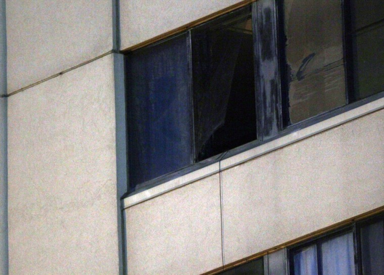 Image: he window where a child fell from the ninth floor in St. Paul, Minn.,