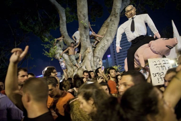 Image: A protest against the cost of living in Israel, in central Tel Aviv on August 6