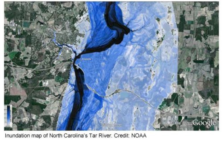 Image: Floodwater map of North Carolina's Tar River