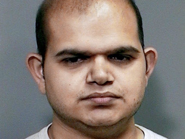Nassau County, N.Y., police mugshot of Rajiv Pandey, 33, of Central Islip, who said he made telephone threats of a bomb at a power station.