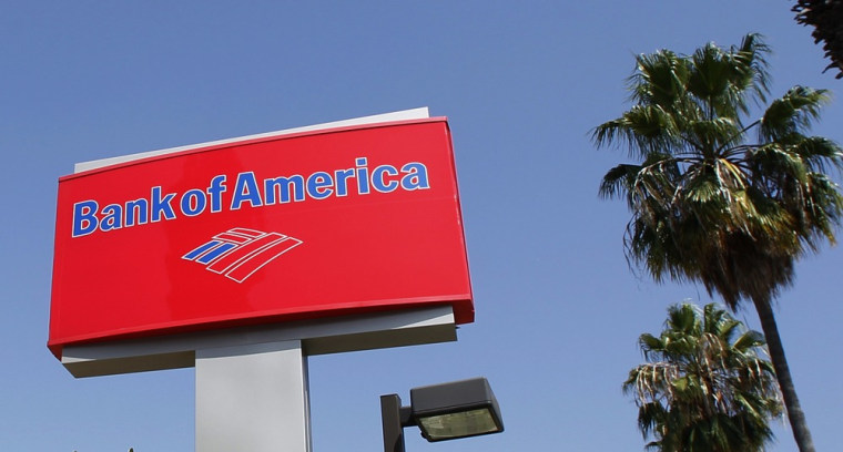 Image: A sign for a  Bank of America office is pictured in Burbank, California
