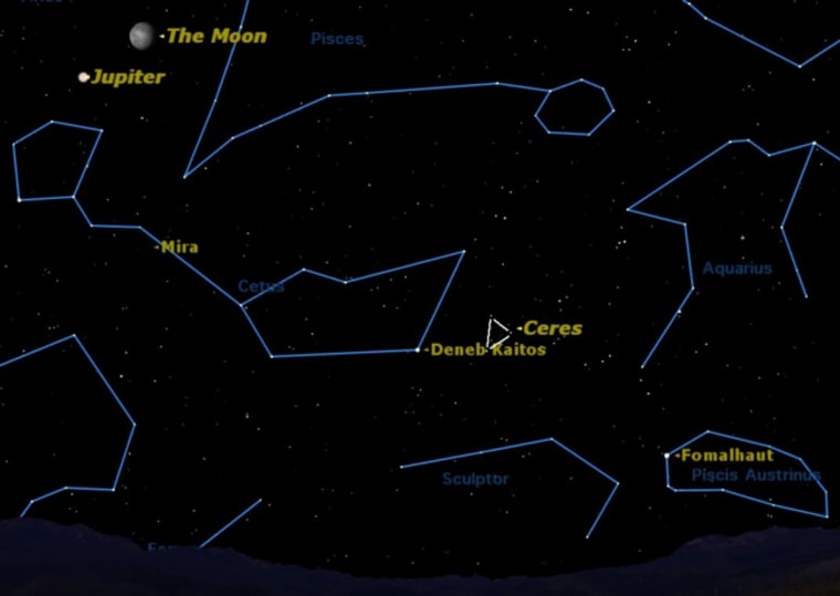 The dwarf planet Ceres is in opposition on Friday (Sept. 16) in the constellation Cetus. 