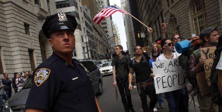 Image: Protestors demonstrate near Wall Street against banks and corporations in New York