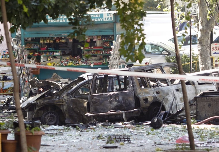 Image: Picture shows the site of a blast in the centre of Ankara