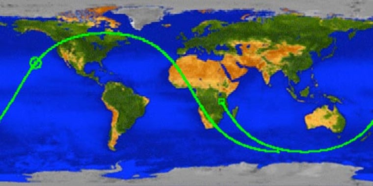 Image: NASA map of satellite's path