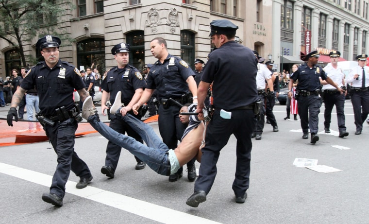 Image: Protester being arrested in NYC