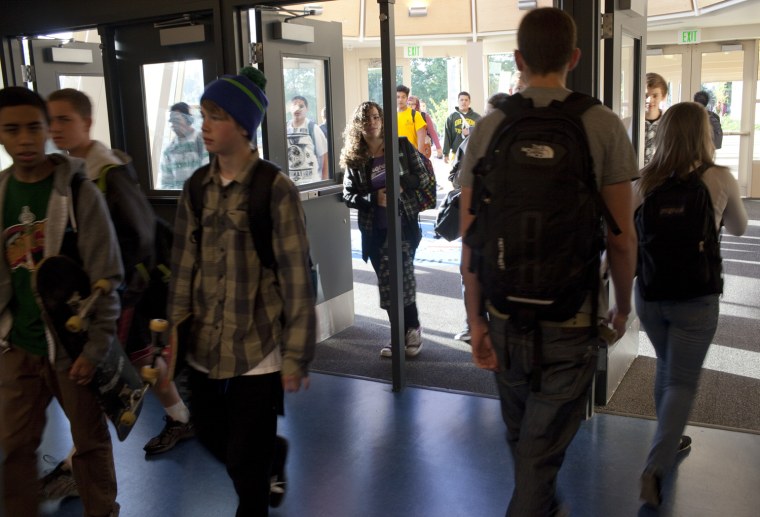 Image: Students coming into a school