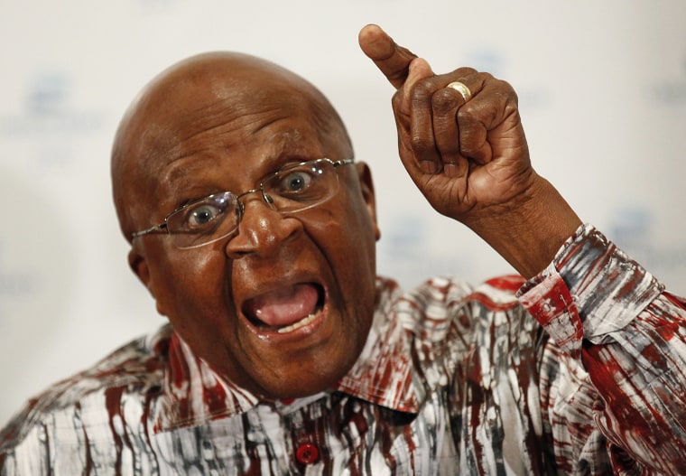 Image: South African Nobel Laureate Archbishop Emeritus Desmond Tutu press conference