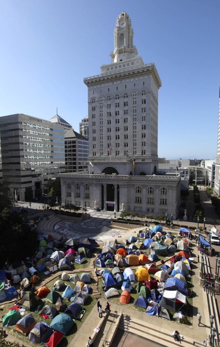 Image: 'Occupy Oakland' protest camp near City Hall on Wednesday