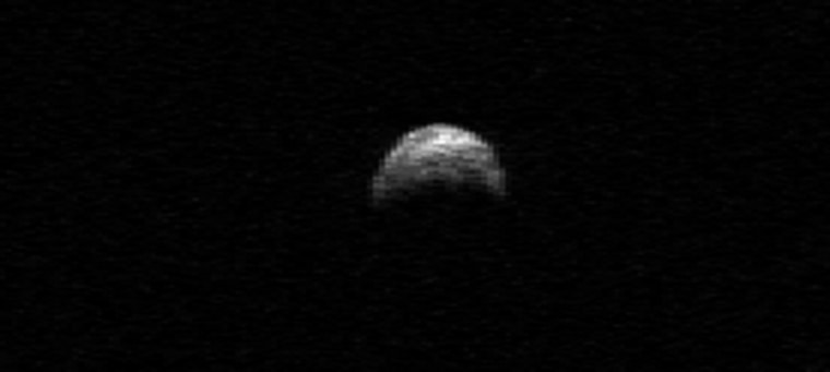 In April 2010, this radar image of the near-Earth asteroid 2005 YU55 was taken by the Arecibo radio telescope in Puerto Rico. On Nov. 8, this large space rock zips by Earth again and will be surveyed by radar, visual and infrared equipment.