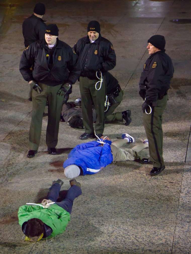 Image: Arrested protesters lie face down on the Legislative Plaza in Nashville, Tenn.