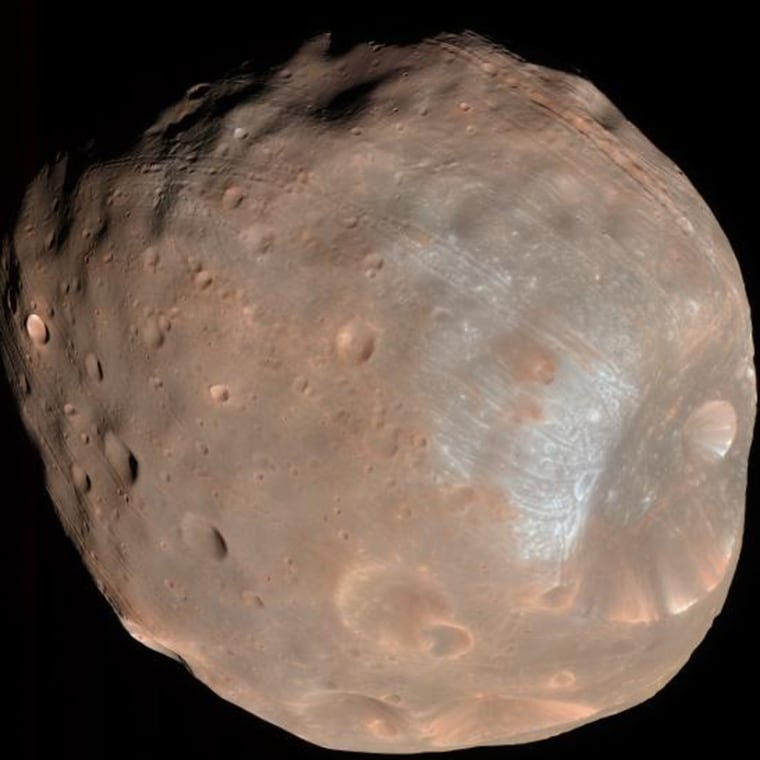 Phobos as pictured by the U.S. Mars Reconnaissance Orbiter in 2008.