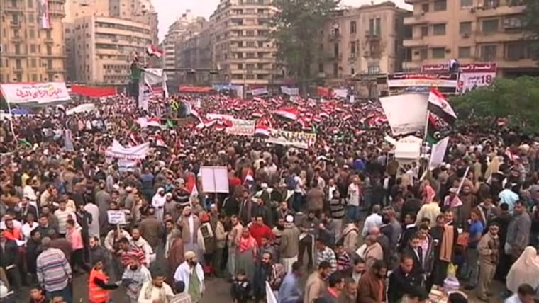 A large crowd gathers in Tahrir Square, Cairo, on Nov. 18.