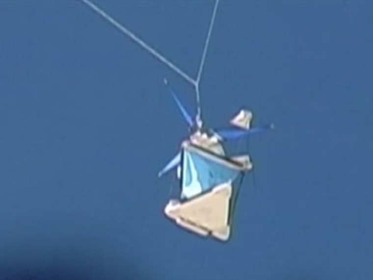 TV screengrab of balloon launch craft