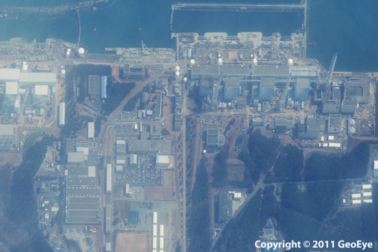 This half-meter resolution satellite image was taken of the Fukushima Daiichi nuclear power plant three days after a 9.0-magnitude earthquake struck the Oshika Peninsula on March 11, 2011.The image was taken by the GeoEye-1 satellite from 423 miles in space as it moved from north to south over Japan at a speed of four miles per second.