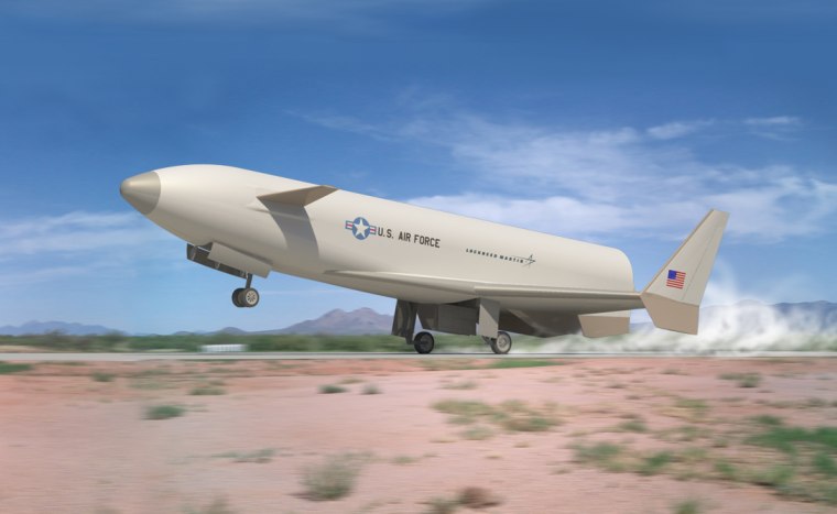 Lockheed Martin’s Reusable Booster System Flight Demonstrator Program is designed to advance the affordability, operability and responsiveness of future spacelift capabilities over current expendable launchers. This image shows how the vehicle would land.