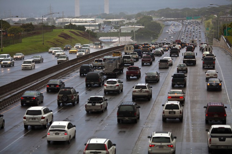 Image: Traffic moves along Interstate H-1 headed toward Pearl City from Honolulu.