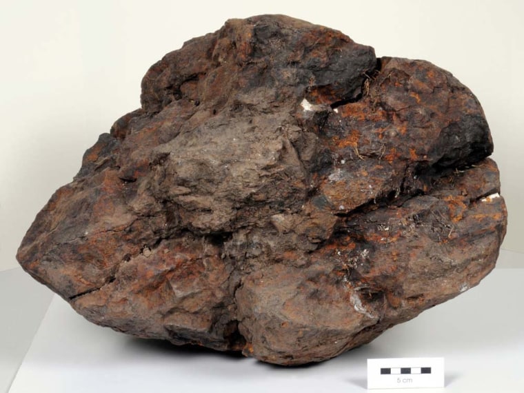 Likely the largest meteorite found in Britain, this one spans about 1.6 feet (0.5 meters) across and has been on Earth 30,000 years.