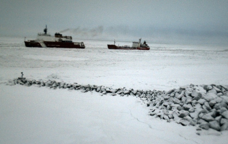 Image: Ships near harbor entrance