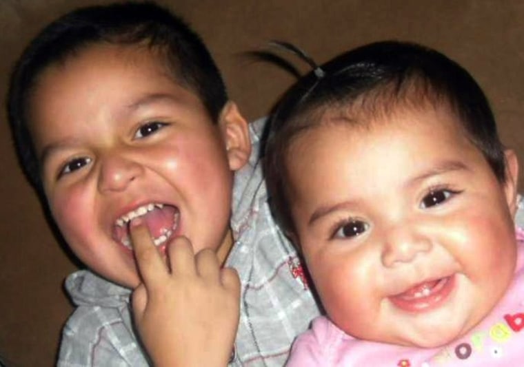 Image: Isaiah Echeverria, 3 and his sister, Aliyah Echeverria, 17 months old