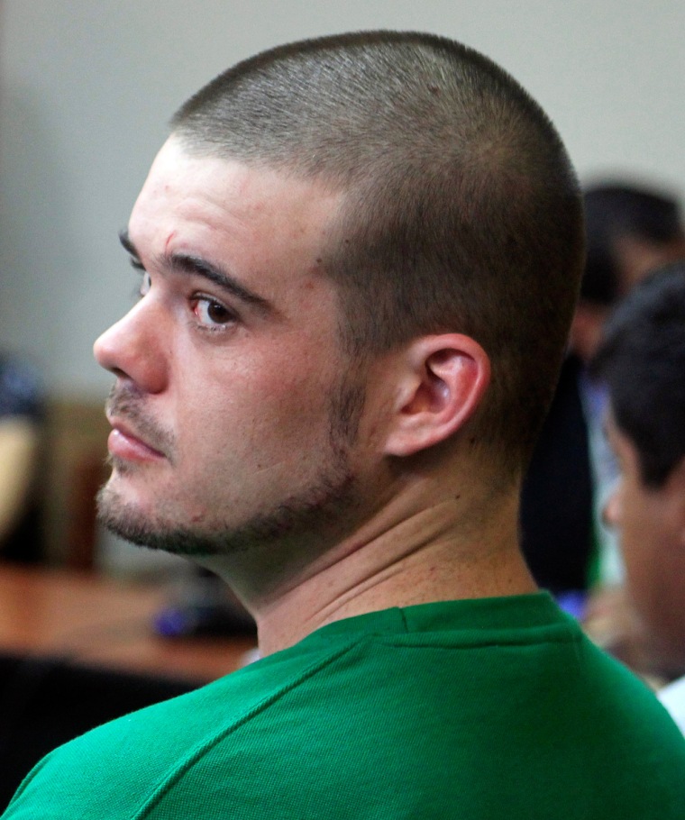 Image: Dutch citizen Joran Van der Sloot sits in the courtroom before the reading of his verdict in Lima
