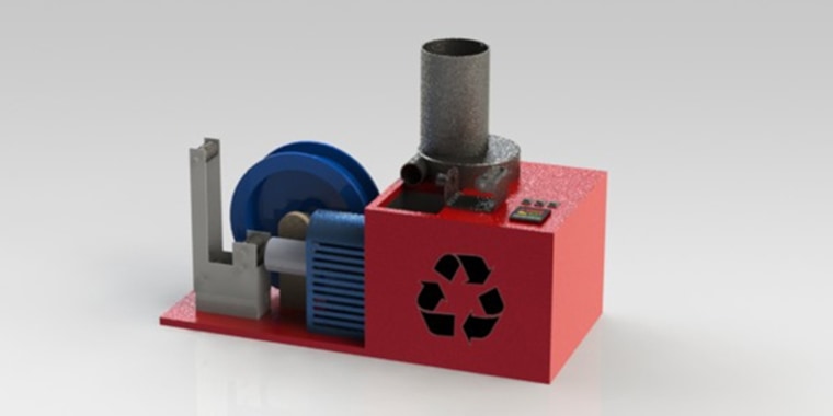 The Filabot can recycle plastic items to make raw material for 3-D printing.
