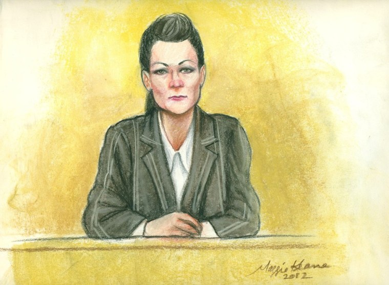 Image: In this courtroom sketch, a government informant, identified in court records as Rebecca Williams, testifies.