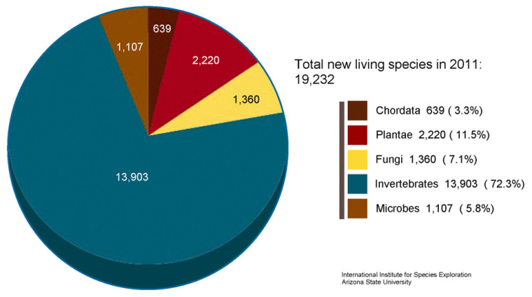 Invertebrates account for nearly 75 percent of the 19,232 species newly known to science, according to the 2011 State of Observed Species report.