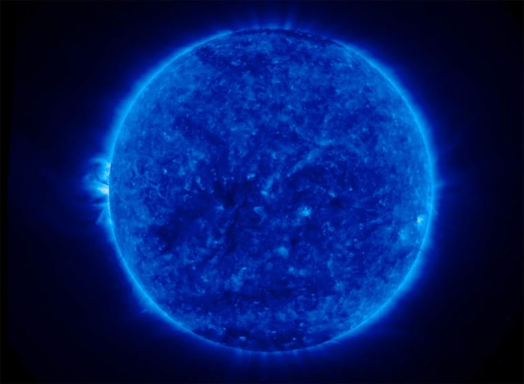 Long ago, before complex life emerged on the planet, the sun was about 70 percent dimmer than it is today, so much so that Earth's surface should have been frozen. Scientists are still puzzled over why it wasn't. (Shown here, a 2-D image of the sun from STEREO's SECCHI/Extreme Ultraviolet Imaging Telescope taken March 17-27, 2007.)