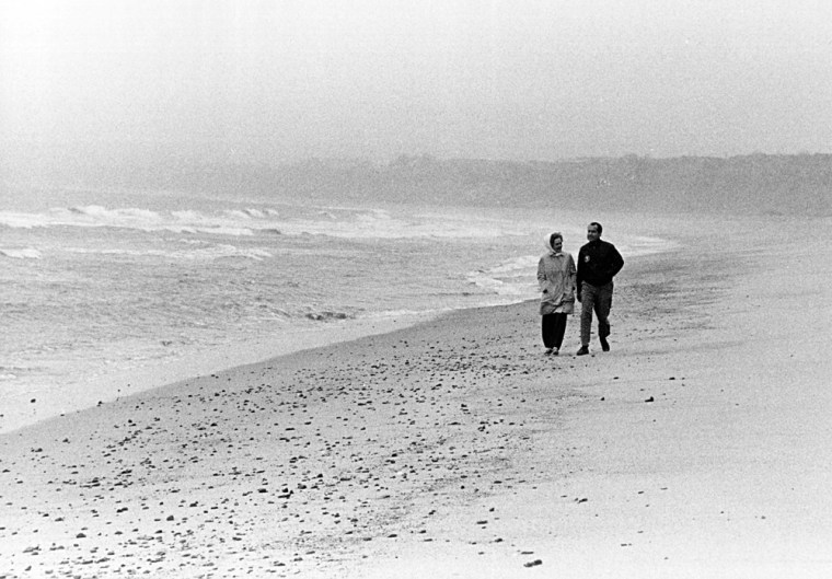 Richard and Pat Nixon Walk on the Beach