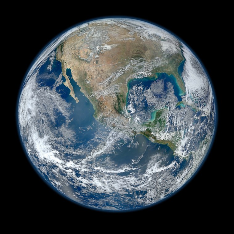 This composite image uses a number of swaths of the Earth's surface taken on Jan. 4.