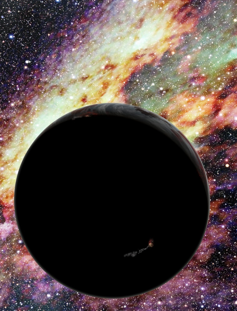 An artist’s conception of a runaway planet zooming through interstellar space. New research suggests that the supermassive black hole at our galaxy’s center can fling planets outward at relativistic speeds. Eventually, such worlds will escape the Milky Way and travel through the lonely intergalactic void.