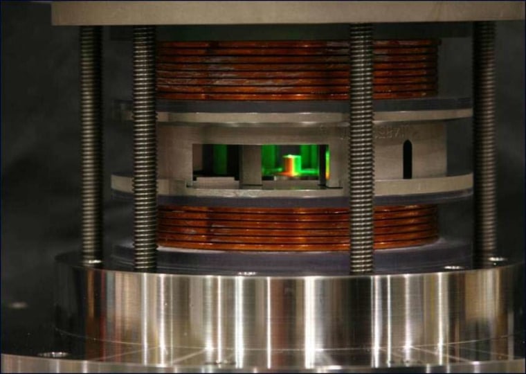 A prototype of the nuclear fusion system that relies on coils and compressing magnetic fields to produce energy.
