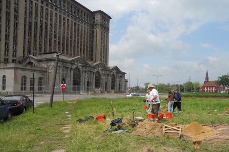 An archaeology excavation near Detroit's abandoned Michigan Central Station. The layers of the soil here held some surprising evidence of the past.