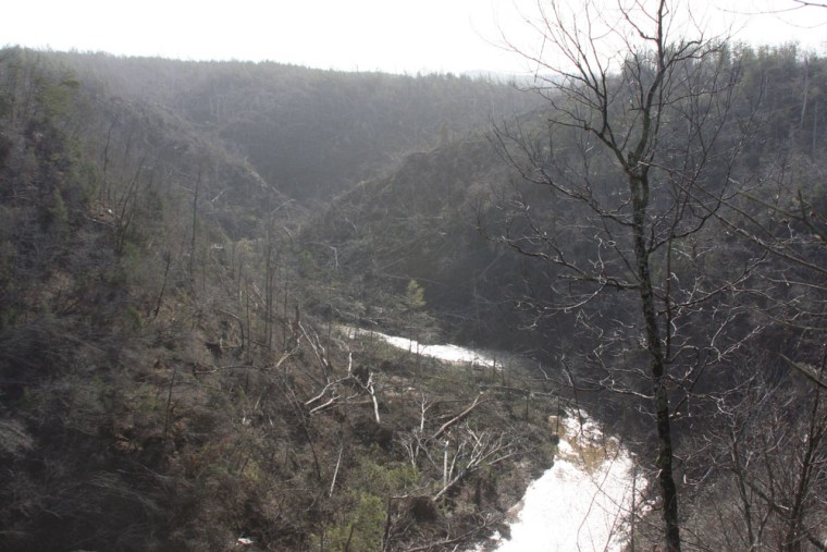 The trail of damage left behind by a 2011 tornado in Alabama.