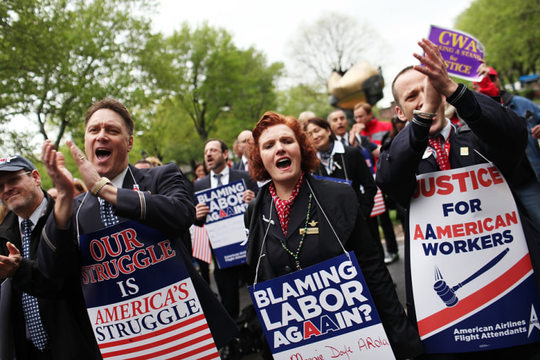 Image: American Airlines Workers Rally Outside U.S. Bankruptcy Court