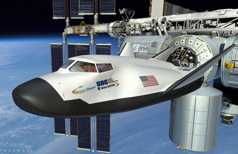 Dream Chaser docks with the International Space Station in this artist's conception.