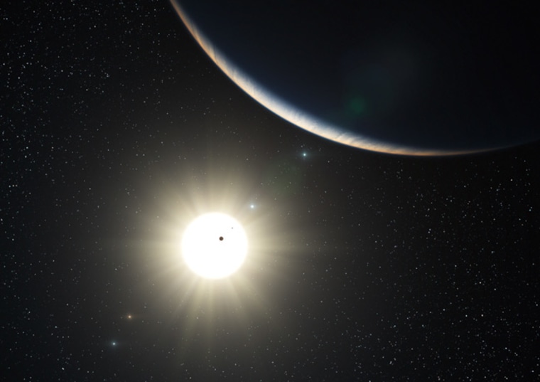 Image: Artist's impression of planetary system around star HD 10180