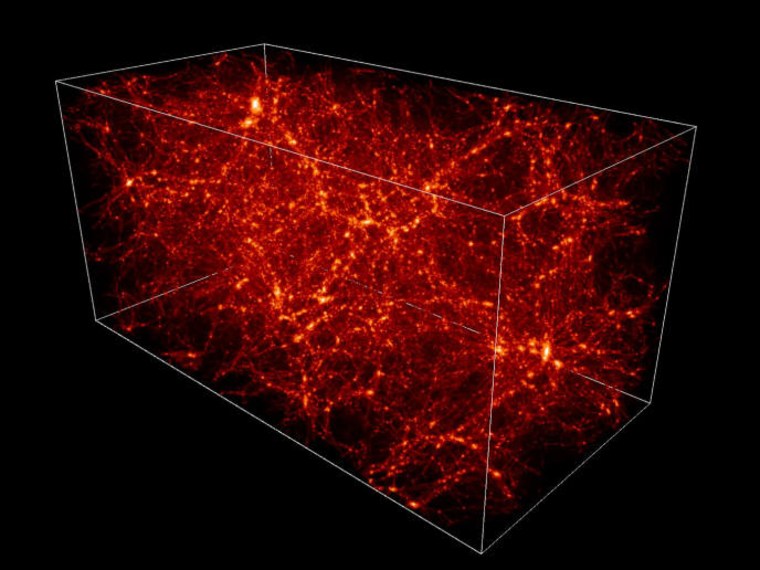 The supposed distribution of dark matter throughout the universe.