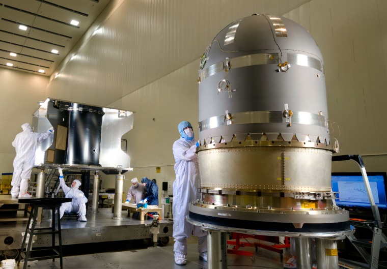 MAVEN propellent tank prior to installation into MAVEN spacecraft core at Lockheed Martin in Denver