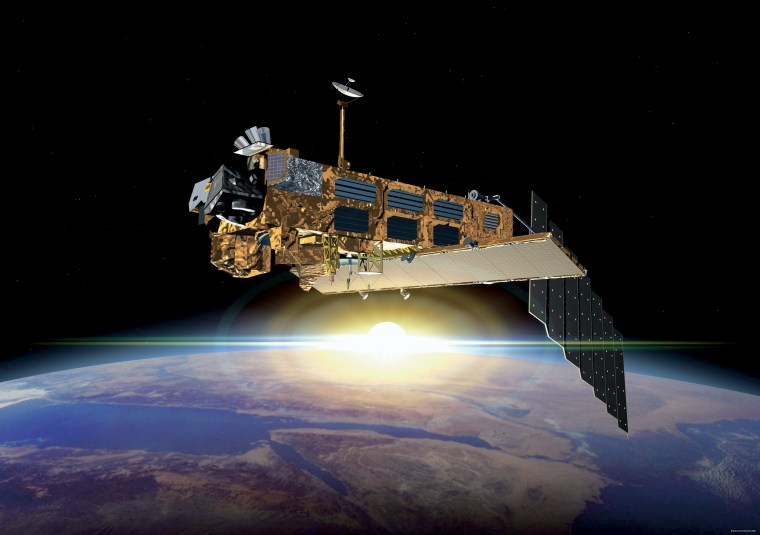 An artist's impression of the European Space Agency's huge Envisat Earth-observing satellite. It stopped communicating with Earth in April and was declared dead on Wednesday.