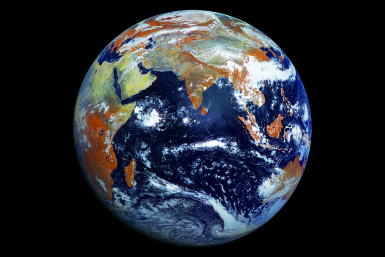 An outstanding image of the Earth taken by the Russian weather satellite Elektro-L No.1.