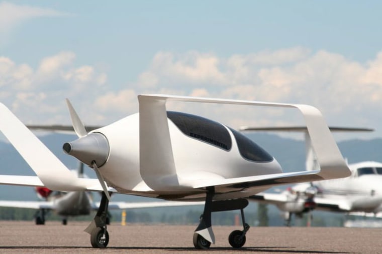 A one-fourth scale model of the Synergy aircraft underwent flight tests to try out the aircraft's fuel-efficient design.