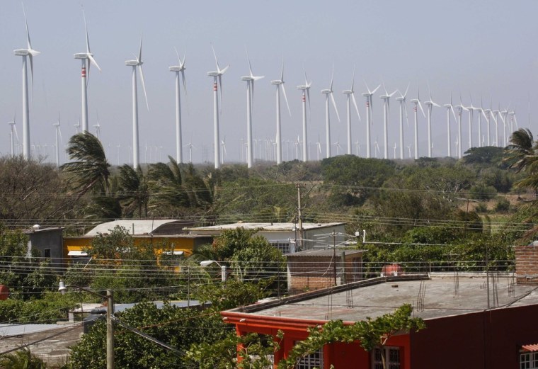 Image: Wind turbines are seen in La Ventosa